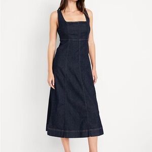 Fit & Flare Sleeveless Denim Midi Dress
